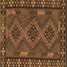 Square Machine Washable Southwestern Brown Country Rug, wshcon2824brn