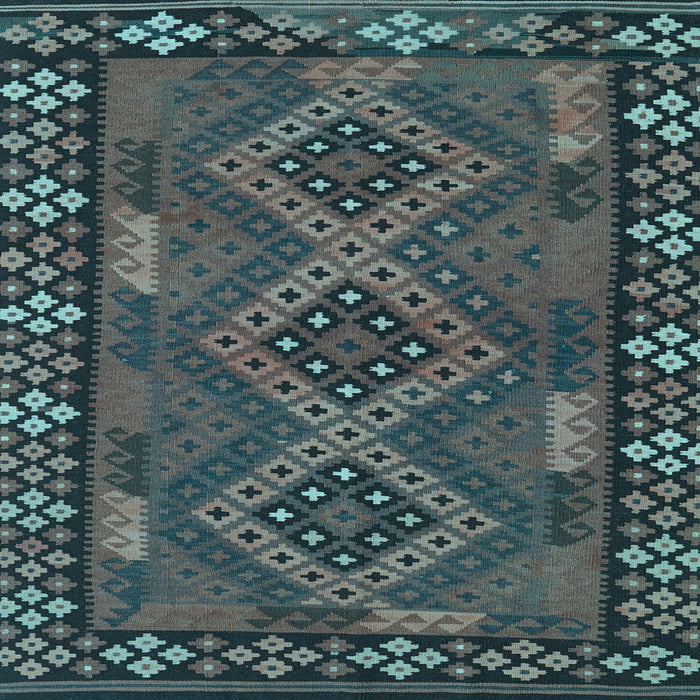 Square Southwestern Light Blue Country Rug, con2824lblu