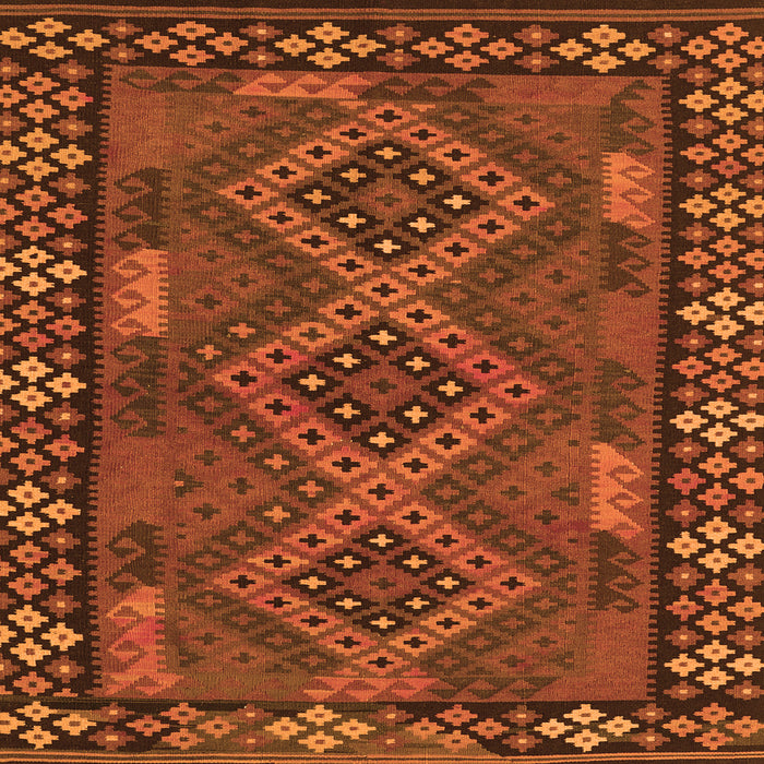Round Machine Washable Southwestern Orange Country Area Rugs, wshcon2824org