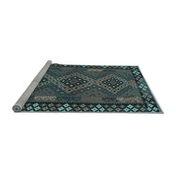 Sideview of Machine Washable Southwestern Light Blue Country Rug, wshcon2824lblu