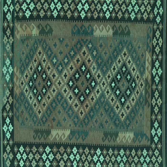 Square Machine Washable Southwestern Turquoise Country Area Rugs, wshcon2824turq