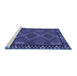 Sideview of Machine Washable Southwestern Blue Country Rug, wshcon2824blu