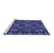 Sideview of Machine Washable Southwestern Blue Country Rug, wshcon2824blu