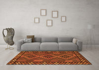 Machine Washable Southwestern Orange Country Rug, wshcon2824org