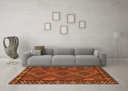 Machine Washable Southwestern Orange Country Area Rugs in a Living Room, wshcon2824org