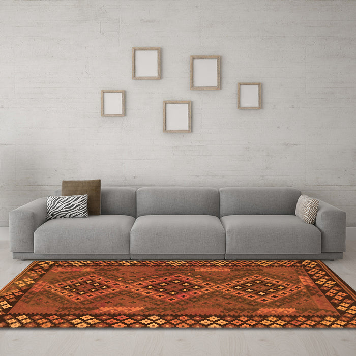 Machine Washable Southwestern Orange Country Area Rugs in a Living Room, wshcon2824org