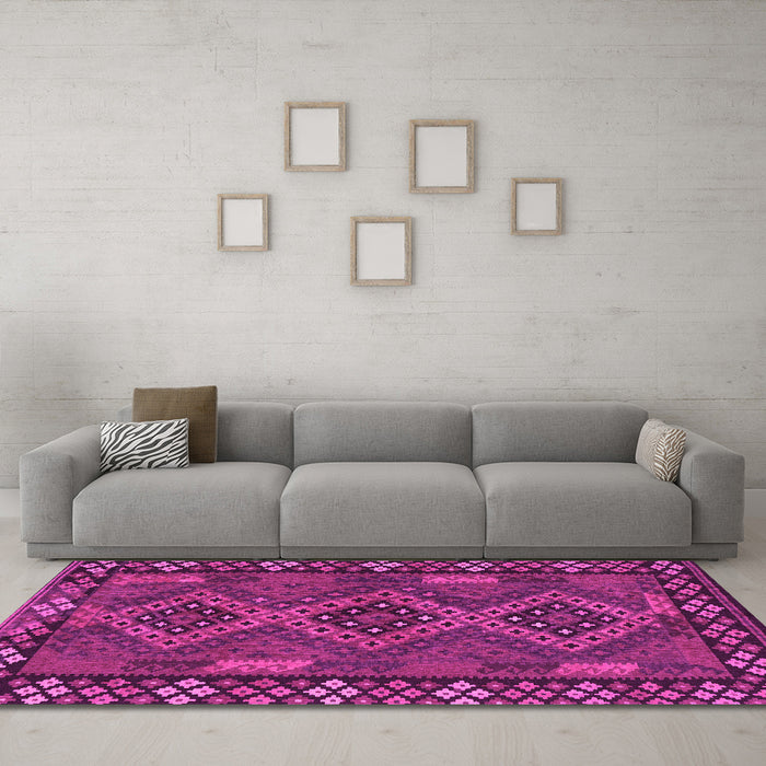 Machine Washable Southwestern Pink Country Rug in a Living Room, wshcon2824pnk