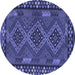 Round Machine Washable Southwestern Blue Country Rug, wshcon2824blu