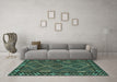 Machine Washable Southwestern Turquoise Country Area Rugs in a Living Room,, wshcon2824turq