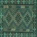 Square Southwestern Turquoise Country Rug, con2824turq