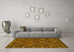 Machine Washable Southwestern Yellow Country Rug in a Living Room, wshcon2824yw