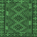 Square Machine Washable Southwestern Emerald Green Country Area Rugs, wshcon2824emgrn