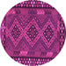 Round Machine Washable Southwestern Pink Country Rug, wshcon2824pnk