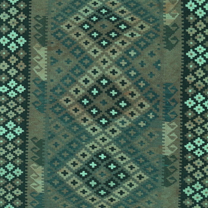 Machine Washable Southwestern Turquoise Country Area Rugs, wshcon2824turq