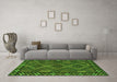 Machine Washable Southwestern Green Country Area Rugs in a Living Room,, wshcon2824grn