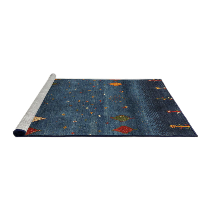 Serging Thickness of Machine Washable Contemporary Blue Rug, wshcon2825