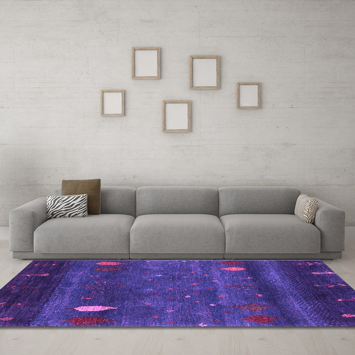 Machine Washable Abstract Purple Contemporary Area Rugs in a Living Room, wshcon2825pur