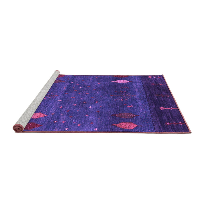 Sideview of Machine Washable Abstract Purple Contemporary Area Rugs, wshcon2825pur