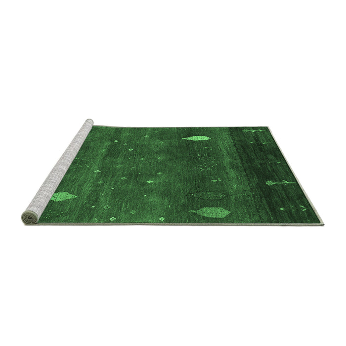 Sideview of Machine Washable Abstract Emerald Green Contemporary Area Rugs, wshcon2825emgrn