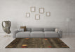 Machine Washable Abstract Brown Contemporary Rug in a Living Room,, wshcon2825brn