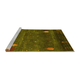 Sideview of Machine Washable Abstract Yellow Contemporary Rug, wshcon2825yw
