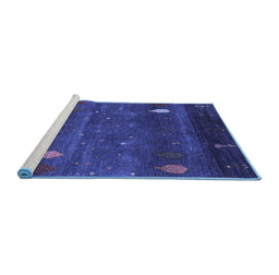 Sideview of Machine Washable Abstract Blue Contemporary Rug, wshcon2825blu
