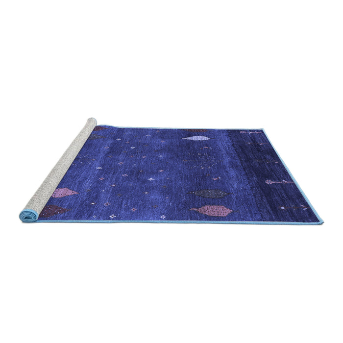 Sideview of Machine Washable Abstract Blue Contemporary Rug, wshcon2825blu