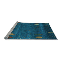 Sideview of Machine Washable Abstract Light Blue Contemporary Rug, wshcon2825lblu