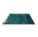 Sideview of Machine Washable Abstract Turquoise Contemporary Area Rugs, wshcon2825turq