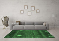 Machine Washable Abstract Emerald Green Contemporary Rug, wshcon2825emgrn