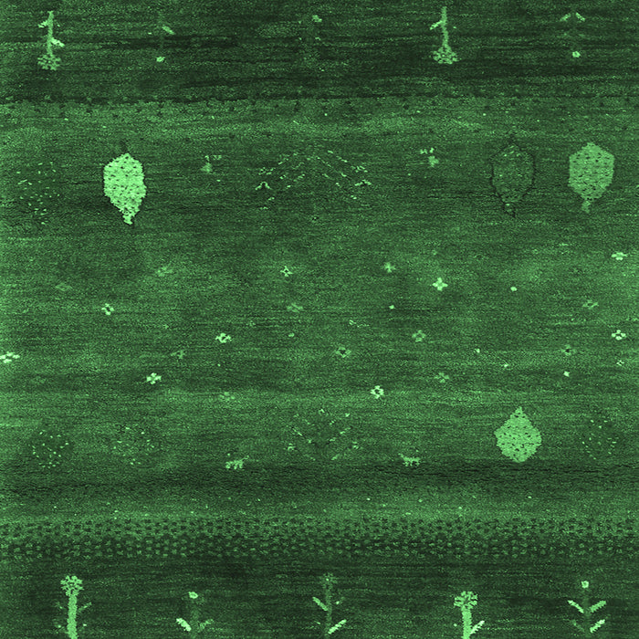 Square Machine Washable Abstract Emerald Green Contemporary Area Rugs, wshcon2825emgrn