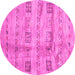 Round Abstract Pink Contemporary Rug, con2826pnk