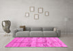 Machine Washable Abstract Pink Contemporary Rug in a Living Room, wshcon2826pnk