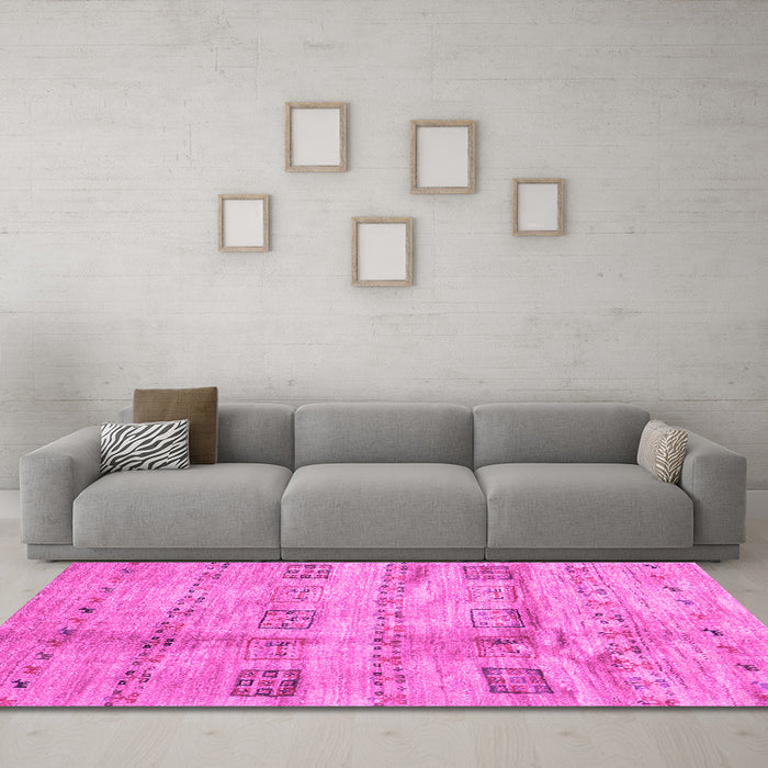 Machine Washable Abstract Pink Contemporary Rug in a Living Room, wshcon2826pnk