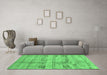 Machine Washable Abstract Emerald Green Contemporary Area Rugs in a Living Room,, wshcon2826emgrn