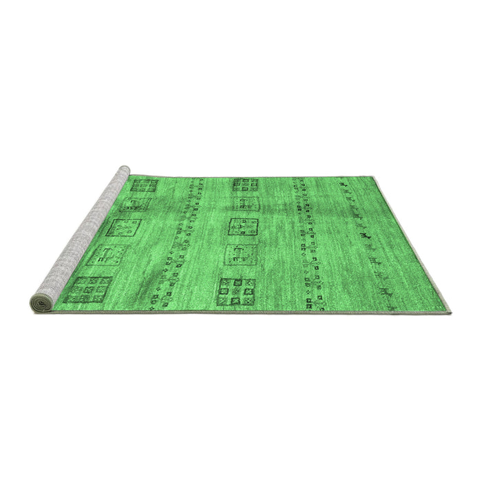 Sideview of Machine Washable Abstract Emerald Green Contemporary Area Rugs, wshcon2826emgrn