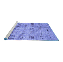 Sideview of Machine Washable Abstract Blue Contemporary Rug, wshcon2826blu