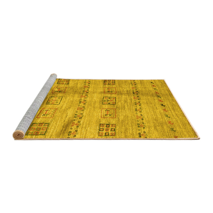 Sideview of Machine Washable Abstract Yellow Contemporary Rug, wshcon2826yw