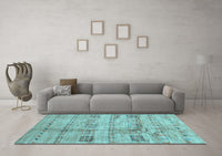 Machine Washable Abstract Light Blue Contemporary Rug, wshcon2826lblu