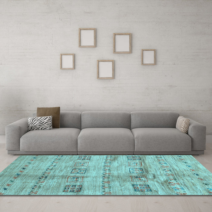 Machine Washable Abstract Light Blue Contemporary Rug in a Living Room, wshcon2826lblu