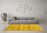 Machine Washable Abstract Yellow Contemporary Rug, wshcon2826yw