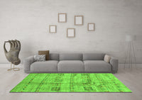 Machine Washable Abstract Green Contemporary Rug, wshcon2826grn