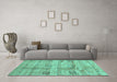 Machine Washable Abstract Turquoise Contemporary Area Rugs in a Living Room,, wshcon2826turq