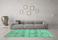 Machine Washable Abstract Turquoise Contemporary Rug, wshcon2826turq