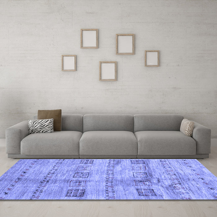 Machine Washable Abstract Blue Contemporary Rug in a Living Room, wshcon2826blu