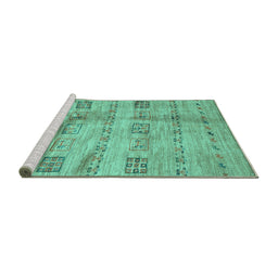 Sideview of Machine Washable Abstract Turquoise Contemporary Area Rugs, wshcon2826turq