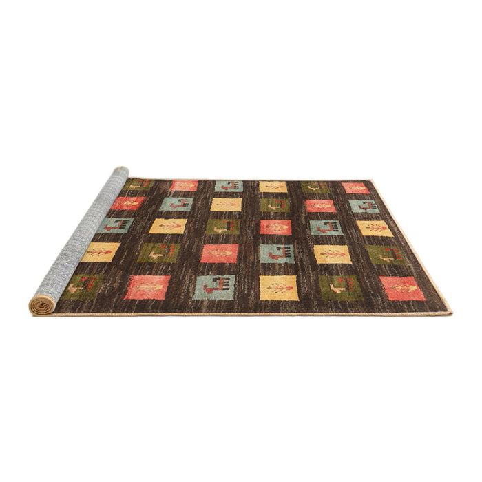 Serging Thickness of Machine Washable Contemporary Red Brown Rug, wshcon2827