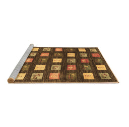 Sideview of Machine Washable Abstract Brown Contemporary Rug, wshcon2827brn