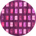 Round Machine Washable Abstract Pink Contemporary Rug, wshcon2827pnk