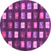 Round Abstract Purple Contemporary Rug, con2827pur